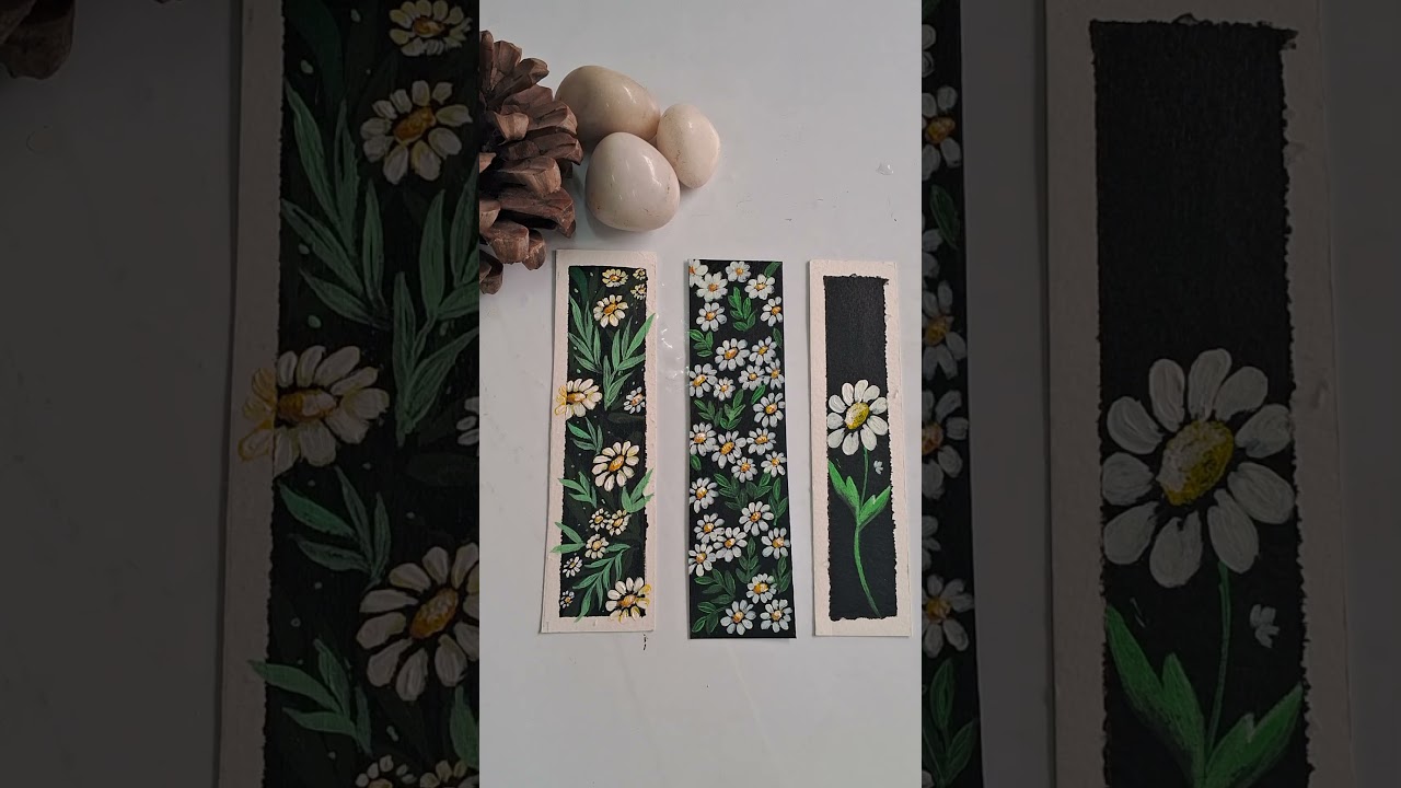 Creating Hand-Painted Floral Bookmarks with Acrylics:DIY Art Tutorial 🌸🎨