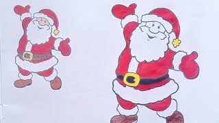 How to coloring cute Santa Claus drawing for kids, Toddlers, drawing, painting