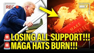 Trump Rushes Out As Former Supporters Burn Maga Hats