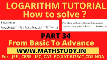 Logarithm Tutorial For JEE Advanced,Log JEE Advanced,Formula of Logarithmic Function,Log,PART-34