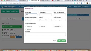 Table Booking Management : SpeQue Restaurant Management System