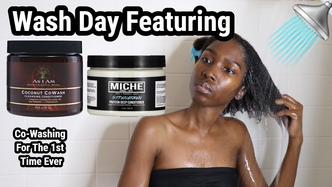 Wash Day | As I Am Coconut CoWash | Miche Strengthen Protein Deep Conditioner