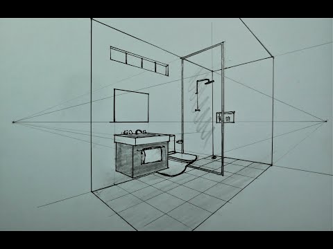 How to Draw A Bathroom in Two Point Perspective | Step By Step - YouTube