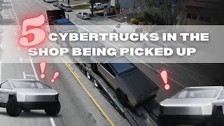 Five Cybertrucks and Tesla Semi - Picked up after being wrapped in Paint Protection Film (PPF)