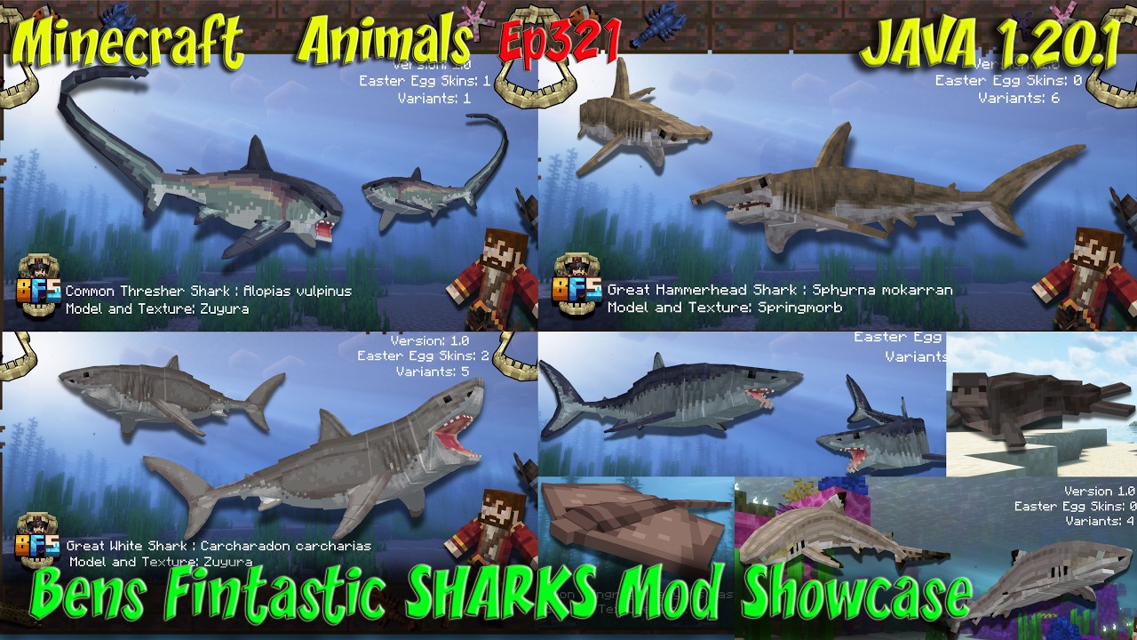 bens-fintastic-sharks-mod-showcase-java-1-20-1-minecraft-animals