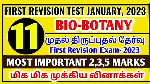 11THBIO-BOTANY FIRST REVISION TEST-2023 IMPORTANT QUESTION BANK II 11TH BOTANY PURE SCIENCE QUESTION