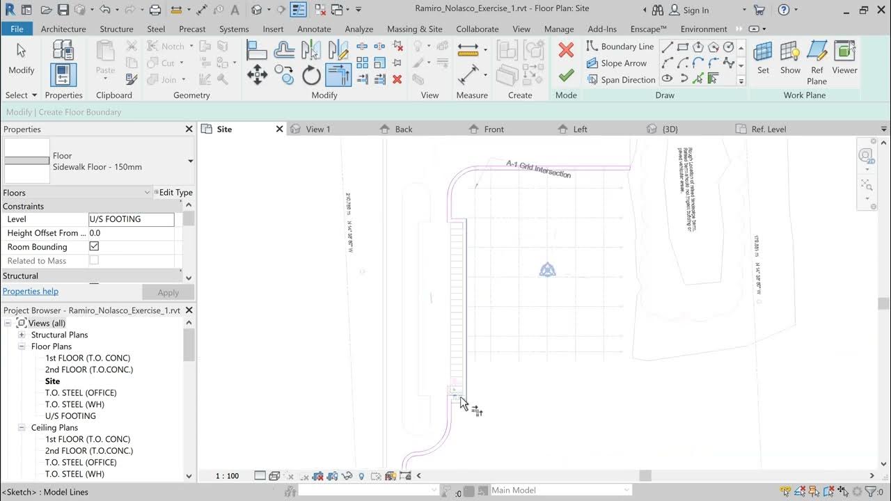 Revit Exercise 1 Creating the Sidewalk using the Floor command YouTube