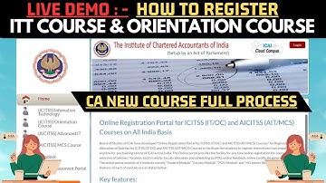 ICAI ICITSS Registration Process | How To Register ICAI ITT Course | How to Register ICAI OC Course