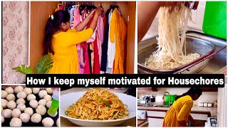 How I keep myself engaged for houseChores/Veg chowmein and garlic potato bites