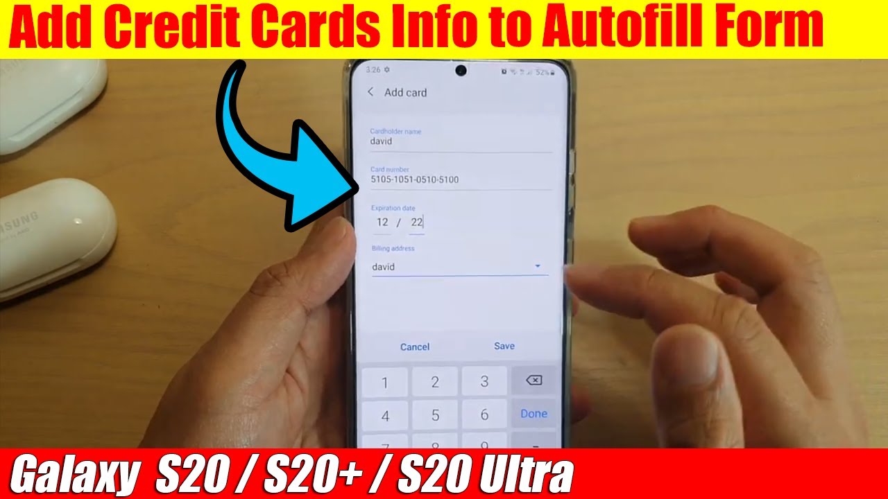 Galaxy S20/S20+ How to Add Credit Cards Info to Autofill Forms YouTube