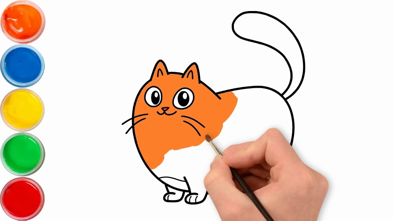 Drawing and coloring a cat for kids easy and step by step? 😍🌹 YouTube