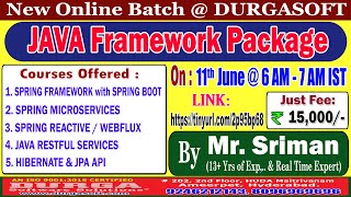 JAVA FRAMEWORK PACKAGE Online Training @ DURGASOFT News