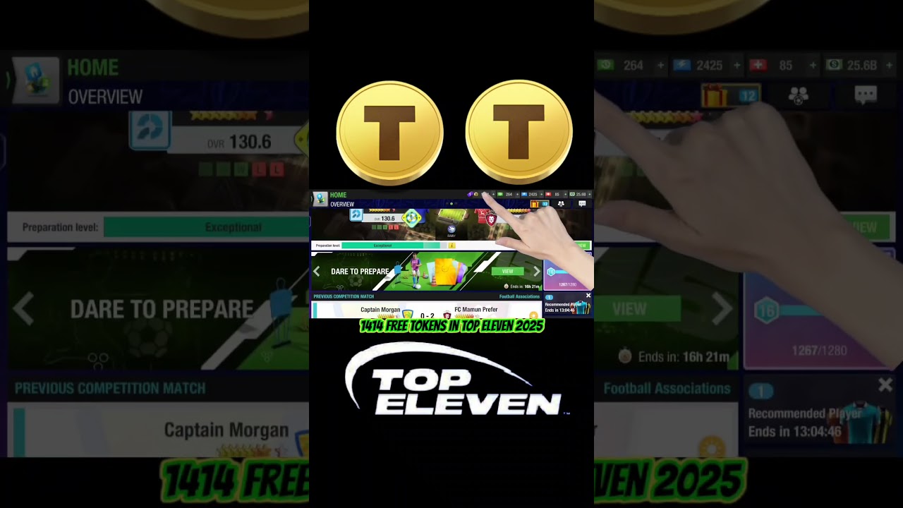 1414 Free Tokens in Top Eleven 2025