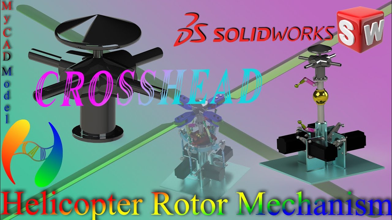 Helicopter Rotor Mechanism | Part 28 | Crosshead | Design in Solidworks ...