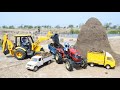 JCB 3DX Fully Loading Black Mud Bolero Pickup | Tractor Accident River Pulling Out JCB ? CS Toy