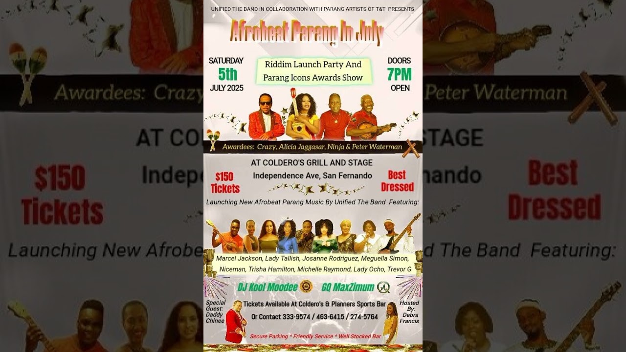 UNIFIED THE BAND: Afrobeat Parang In July 2025 - Riddim Launch & Parang Icons Award Show