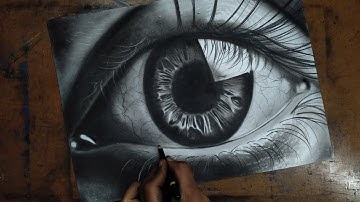 Hyper Realistic Eye Drawing  || Charcoal || Drawing For Beginners