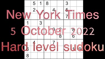 Sudoku solution – New York Times sudoku 5 October 2022 Hard level