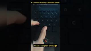 how to turn on/off laptop keyboard backlit|laptop कीबोर्ड की लाइट कैसे चालू करे|#shorts #shortvideo