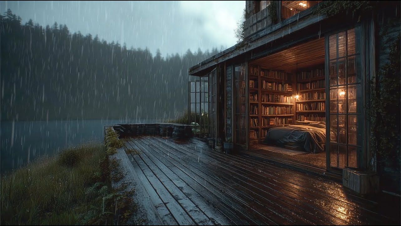 Rainy Night in a Lakeside Cabin 🌧 | Gentle Rain Sounds for Deep Sleep ...
