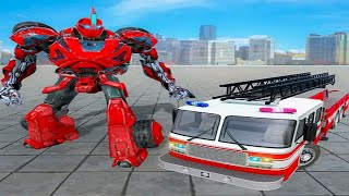 Flying Firefighter Truck Transform Robot Rescue Simulator | Android iOS Gameplay screenshot 2