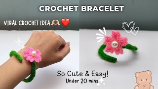 Cute crochet Bracelet❤️ | Beginner friendly crochet Bangles | Trending Bracelet🫶🏻 #bracelet #crochet