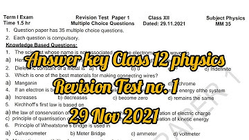 12 Physics revision test | 29 Nov 2021 | #physics_revision_test #test_1 multiple choice question
