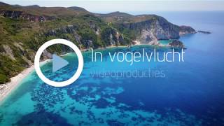 4K Aerial shot of the bay of Petani beach on Kefalonia (Greece)