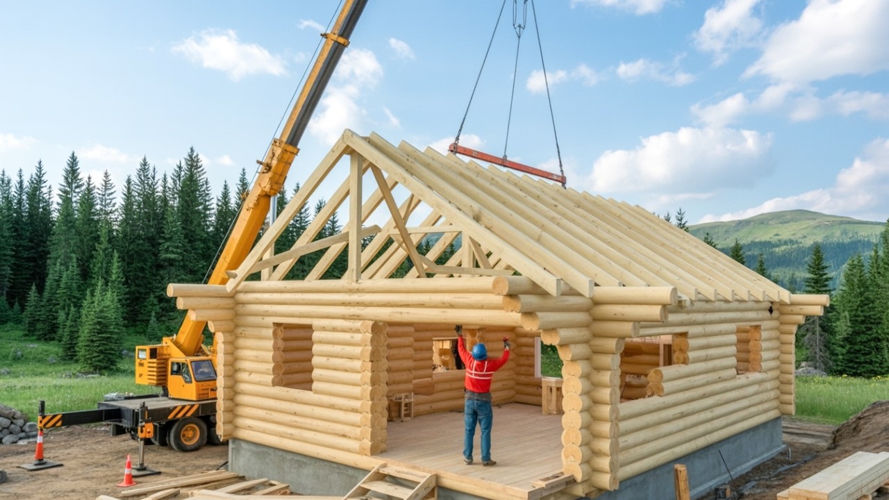 Family Builds Stunning Wooden Cabin on a Remote Volcanic Island | Start to Finish