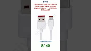 Cargador de 120W con USB-A + Cable USB-A a Tipo C Carga Rapida - Xiaomi