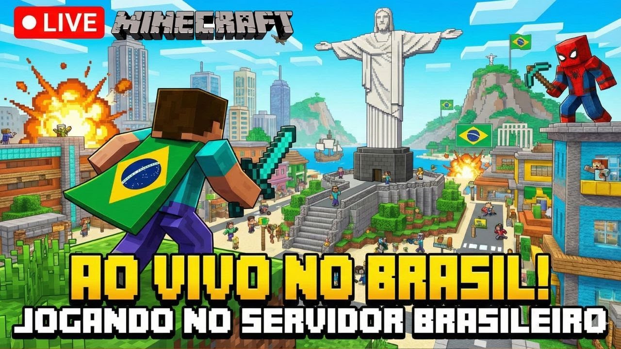 🔴 AO VIVO MINECRAFT SURVIVAL BR — Jogando no Servidor Brasileiro com a ...