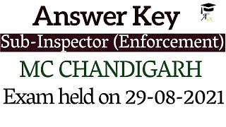 MC Chandigarh, Sub Inspector Enforcement Answer Key, Exam Held on 29-08-2021