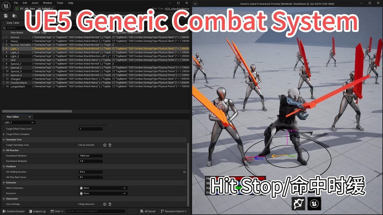 [UE5 Generic Combat System] Per-attack Hit Stop — fully data-driven ⚔️ ...