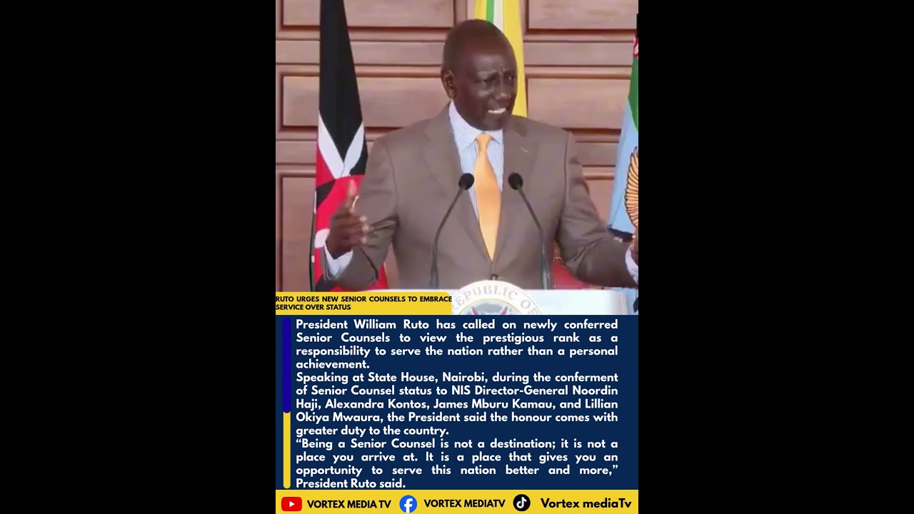 Ruto Urges New Senior Counsels to Embrace Service Over Status