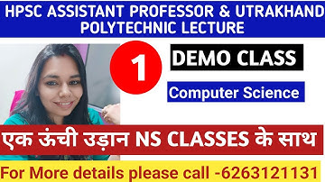 DEMO CLASS - UTRAKHAND POLYTECHNIC LECTURE & HPSC ASSISTANT PROFESSOR|| #nsclasses #computerscience