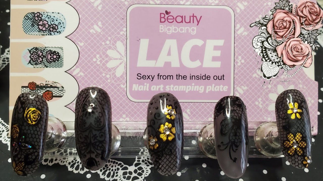 Trying out Magnetic cateye powder, aliexpress XXL Stamper and Full mani using BBB Lace Plate XL001