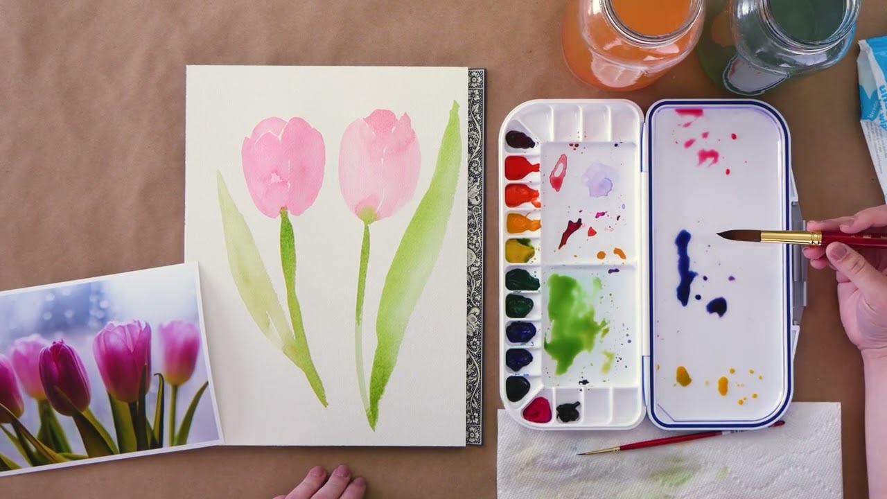 Watercolor Tulips for Beginners | Easy Step-by-Step Flower Painting Guide