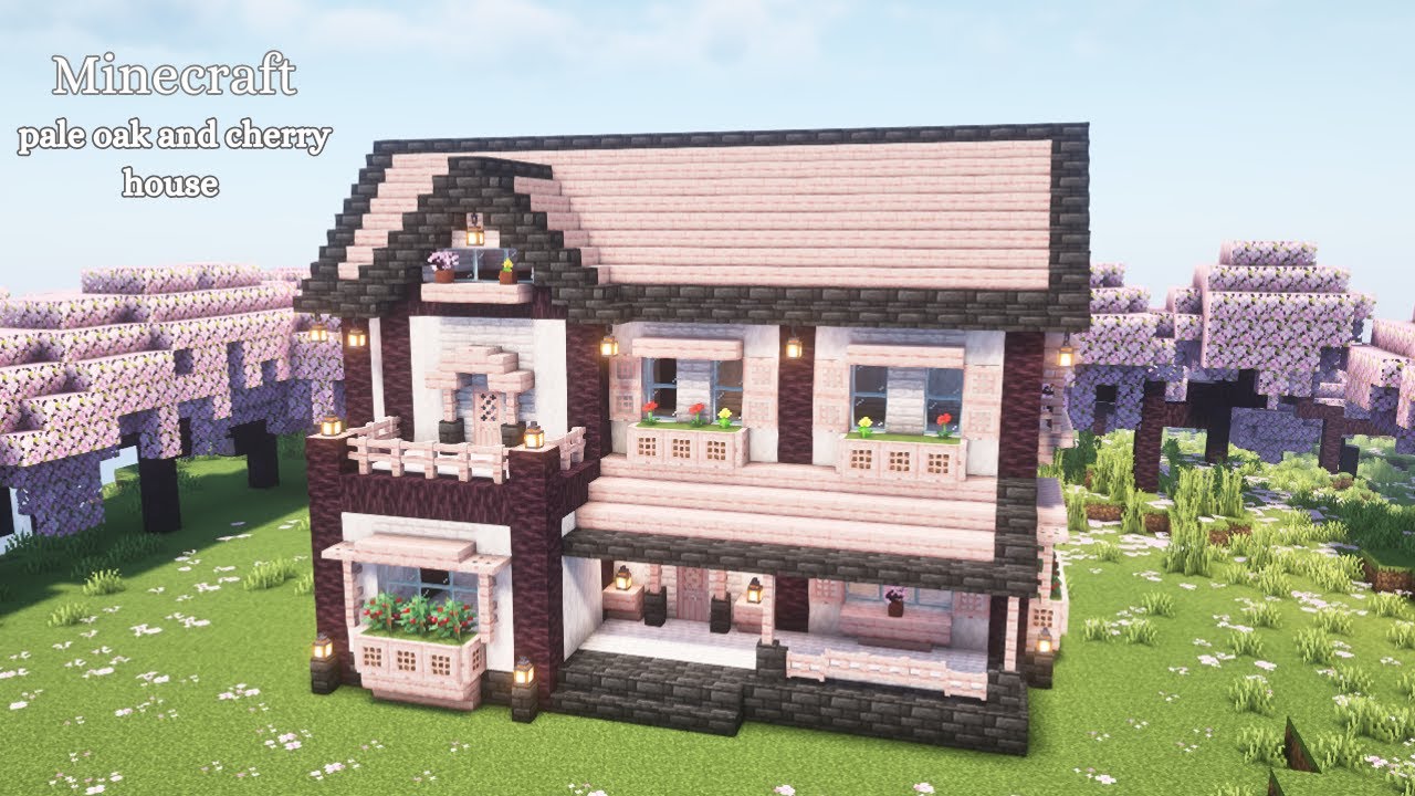 【マインクラフト】ペールオークと桜の家の作り方 【マイクラ建築】【Minecraft】 - YouTube
