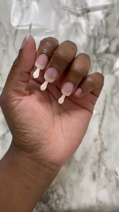 Kiss salon acrylic french nude press on nail tutorial #kissproducts #pressonnails #howto