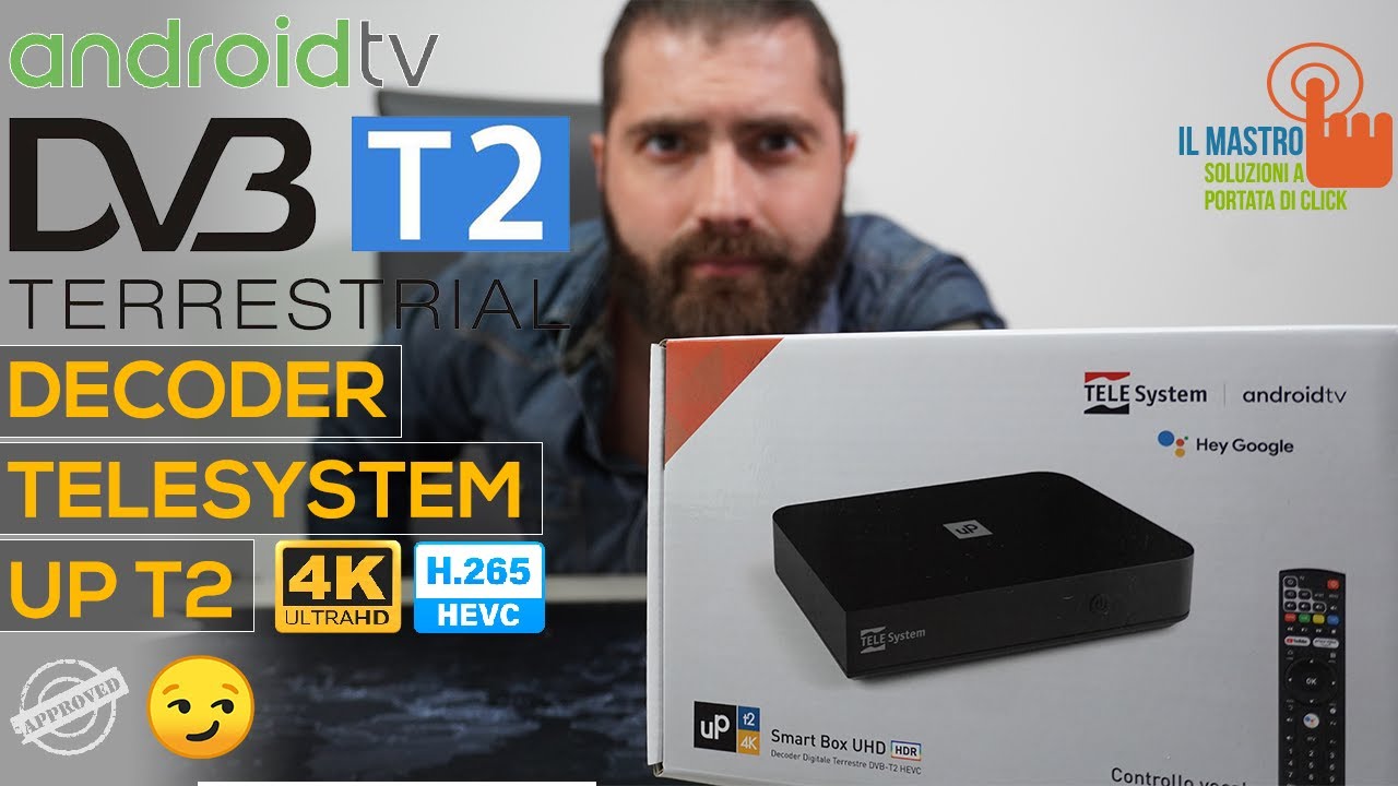 Telesystem Up T2 4k H265 Main 10 decoder smart TV DVB T2 Android TV  Digitale Terrestre Switch Off 