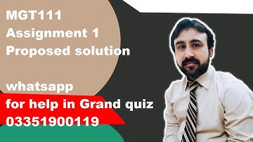 Mgt111 assignment 1 solution fall 2020 | Mg111 assignment 1 fall 2020 || WhatsApp for grand quiz