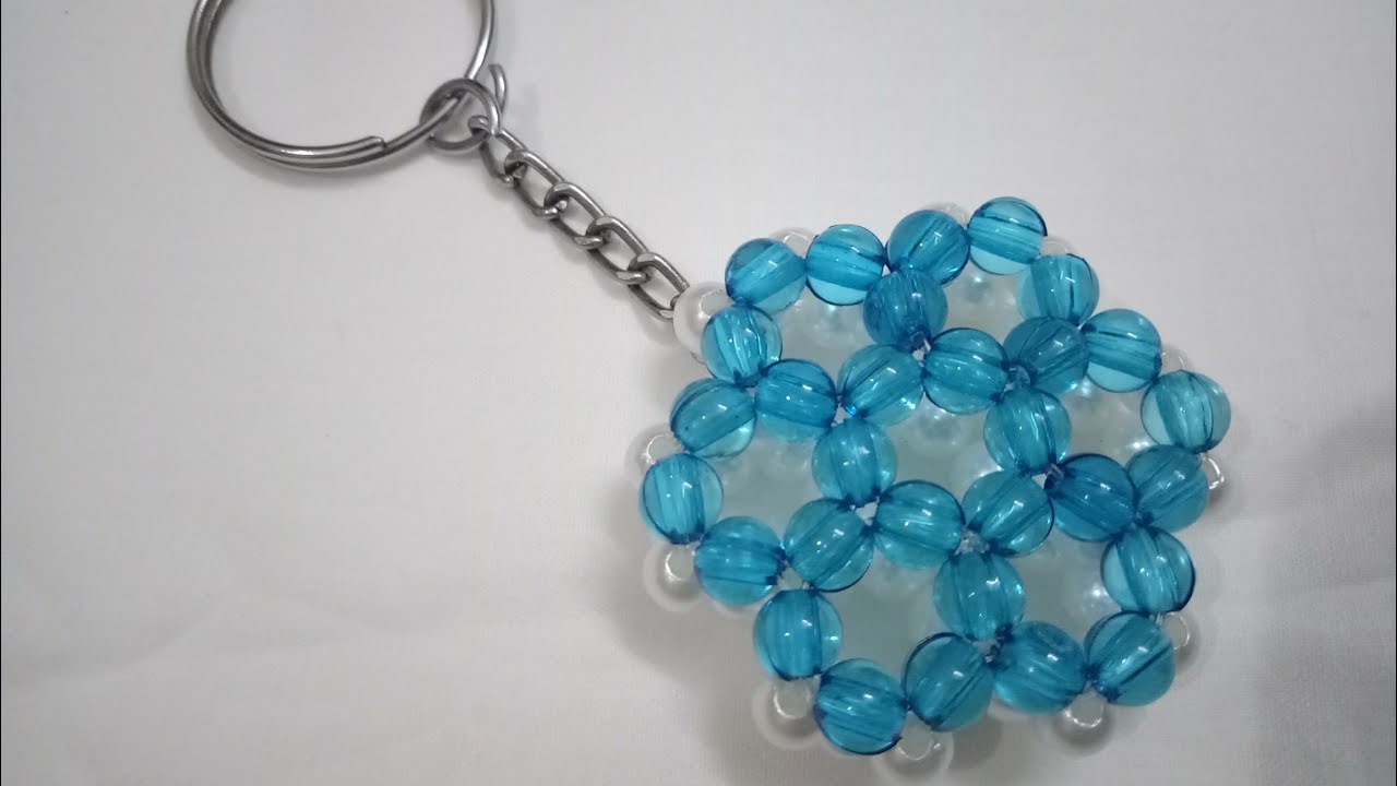 Teal beaded keychain
