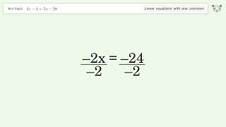 Solve 3x-4=5x-28: Linear Equation Video Solution | Tiger Algebra