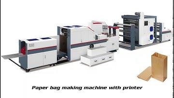 Fully Automatic High Speed Square Bottom Paper Bag Making Machine with printer