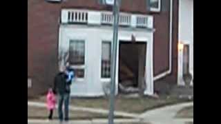 Car drives through Sorority House in Dekalb @ NIU Campus on EASTER DAY