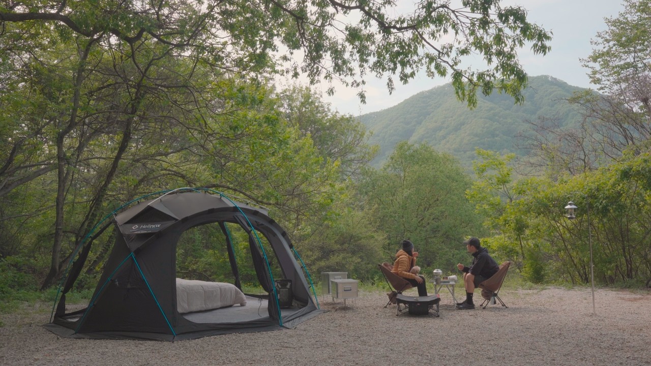 초대형 사이트에서 반려견과 함께한 캠핑 브이로그 👀 | 헬리녹스 노나돔 | 멍우리협곡 캠핑장 | | camping vlog