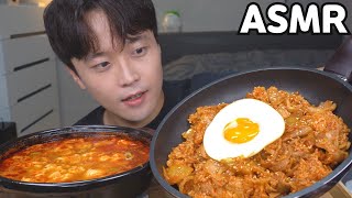 [와차밥] 용암순두부찌개 삼겹살김치볶음밥 파김치 먹방 Soft Tofu Stew & Pork and Kimchi Fried Rice MUKBANG ASMR