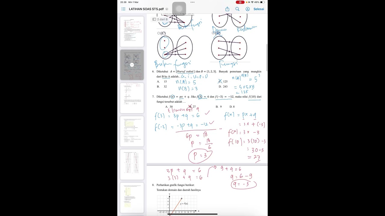 Latihan STS MATEMATIKA Kelas 8 #matematika #relasidanfungsi #persamaangaris #gradiengaris