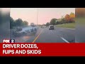 MUST SEE: Driver dozes on Detroit freeway, skids across traffic