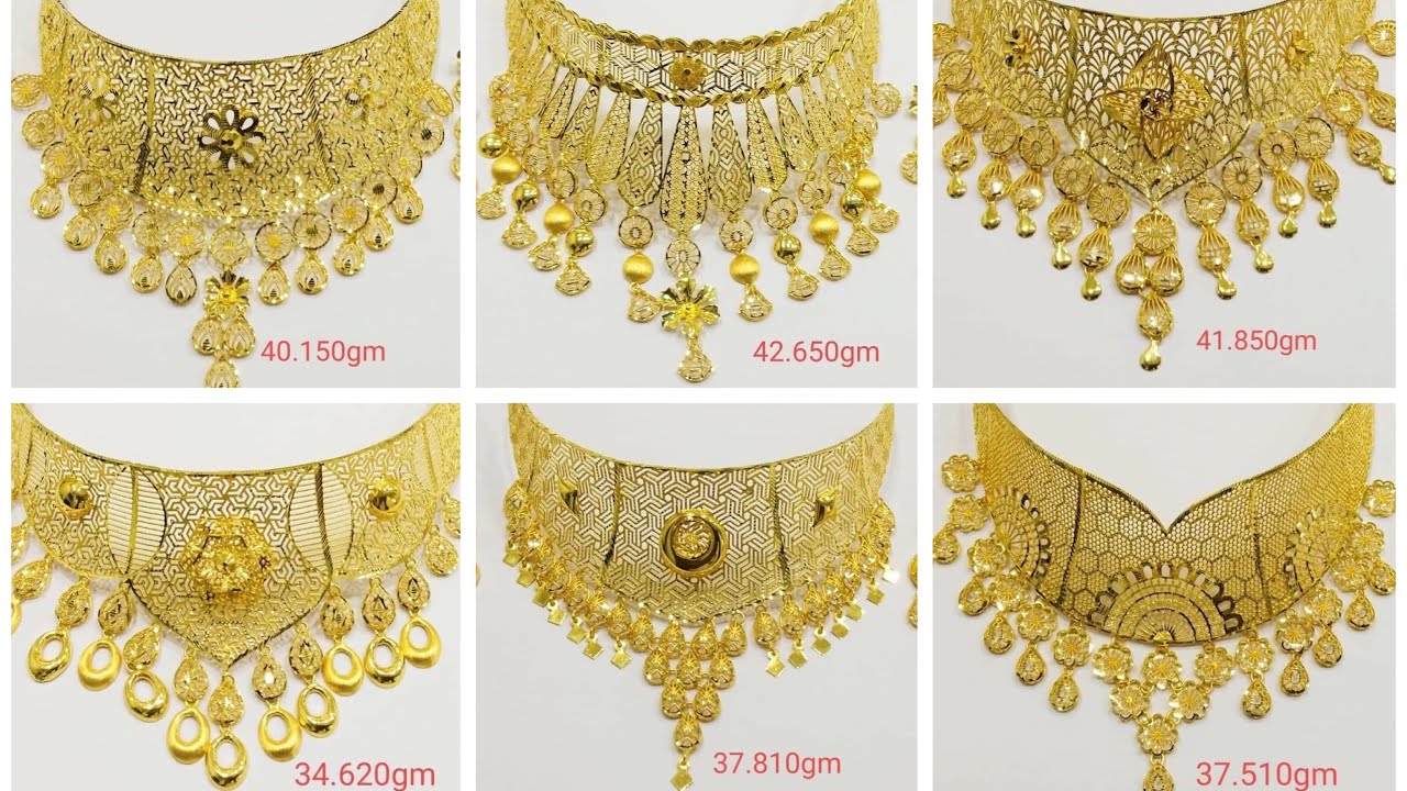 Light Weight Dubai Gold Necklace Designs // Bridal Dubai Choker Gold  Necklace Design with Weight - YouTube